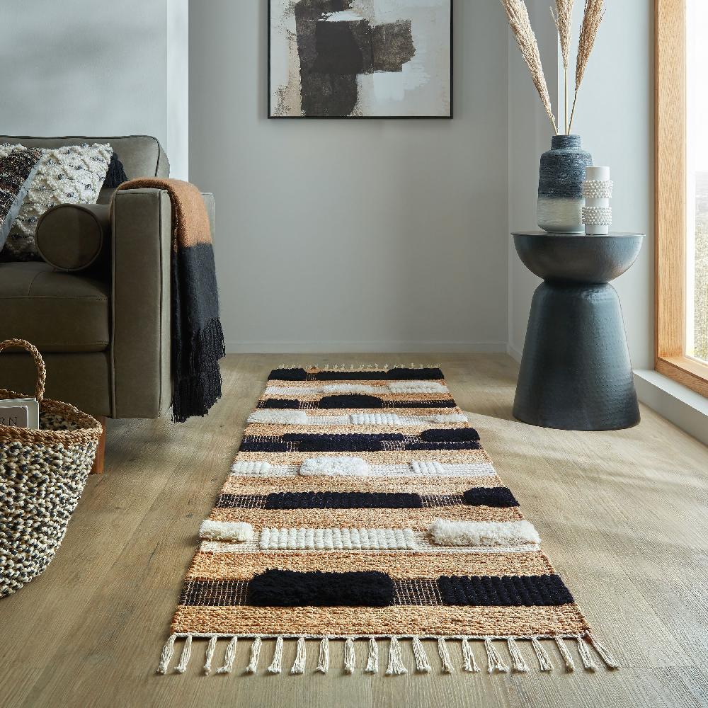 Flair Rugs Medina Blocks Jute Blend Runner