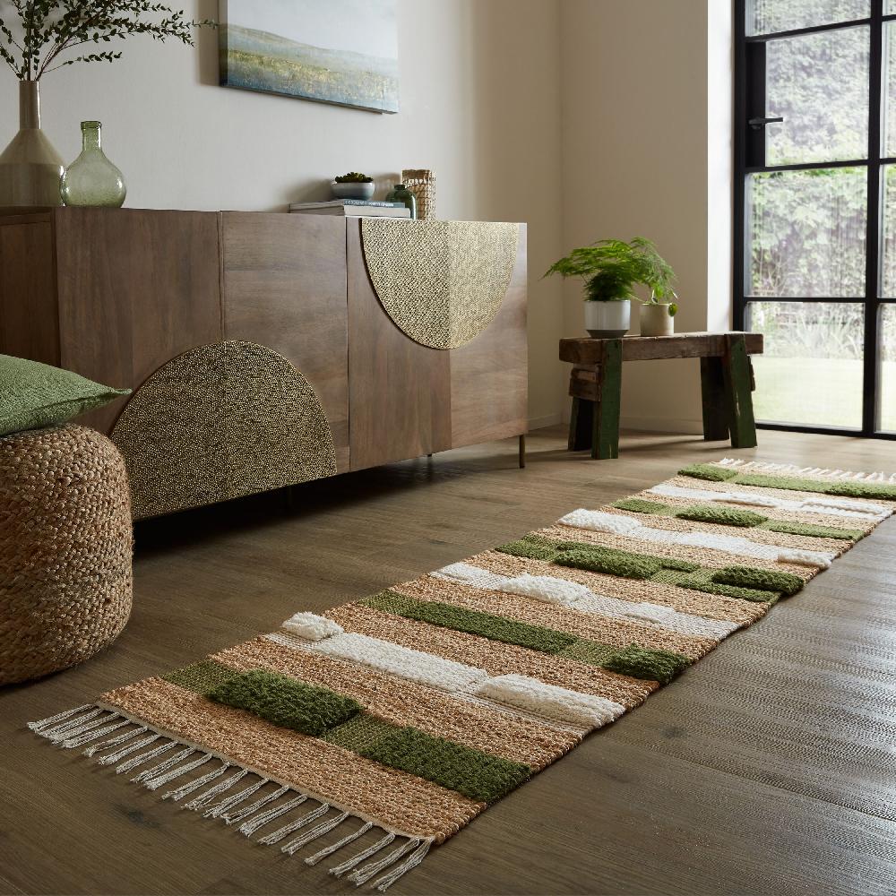 flair rugs Medina Blocks Jute Blend Runner