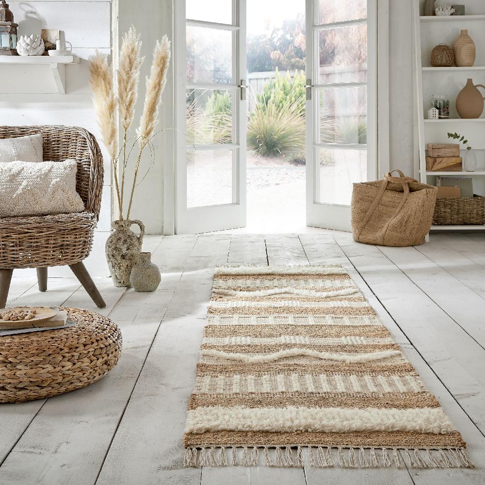 Flair Rugs Medina Jute Stripe Patterned Runner Rug
