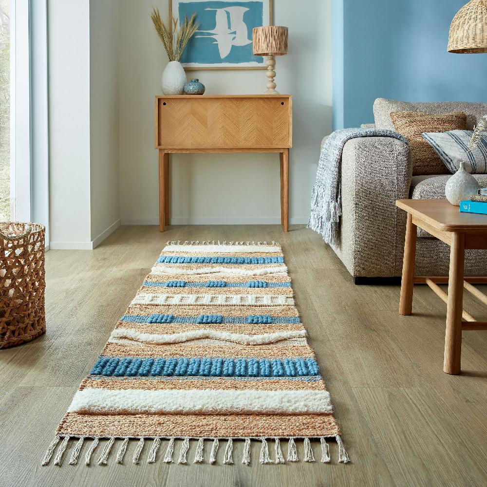 flair rugs Medina Jute Stripe Patterned Runner Rug