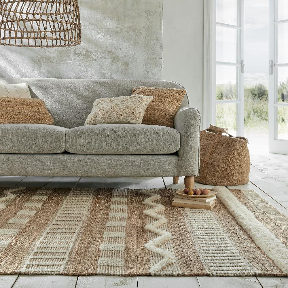 Flair Rugs Medina Jute Weave Stripe Patterned Rug