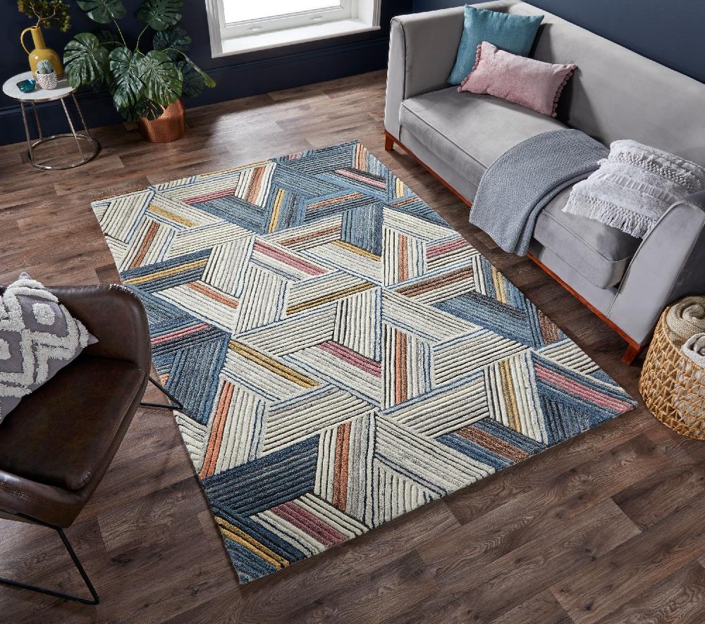flair rugs Ortiz Striped Geometric Rug
