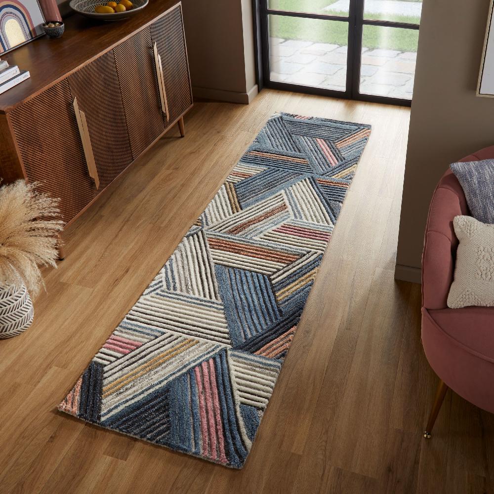 flair rugs Ortiz Striped Geometric Runner