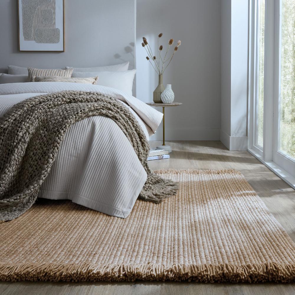 flair rugs Rene Fringed Ribbed Wool Rug