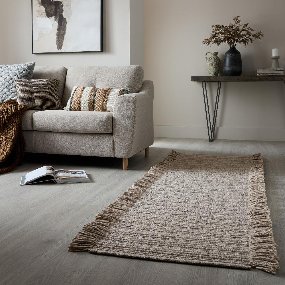 Flair Rugs Rene Fringed Ribbed Wool Runner