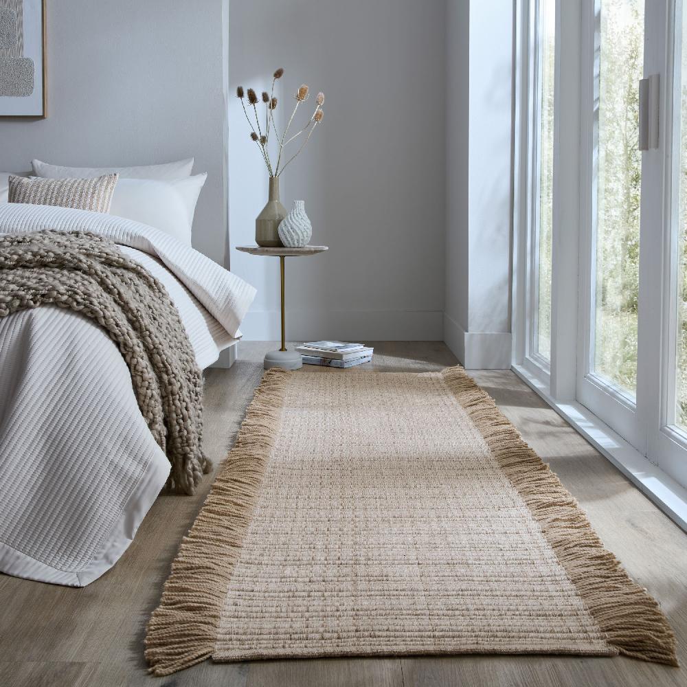 flair rugs Rene Fringed Ribbed Wool Runner