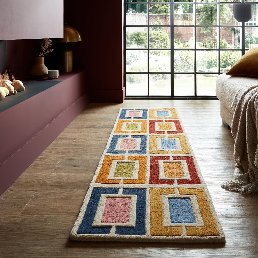 flair rugs Retro Blocks Carved Wool Runner