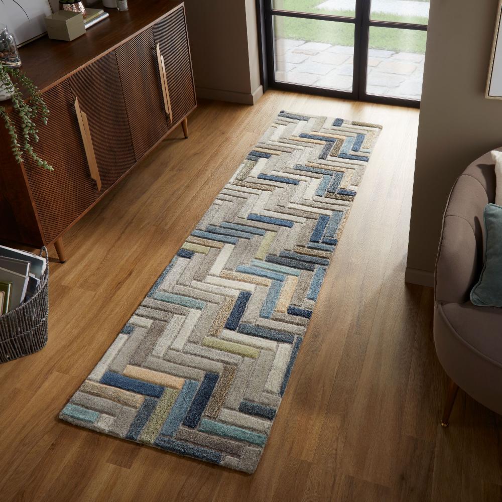 Flair Rugs Russo Wool Geometric Modern Runner Rug