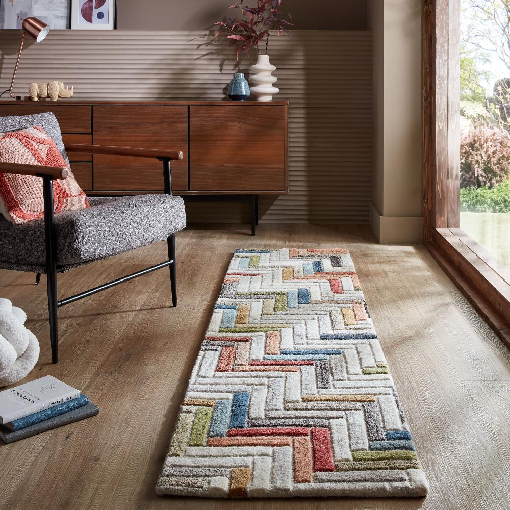 flair rugs Russo Wool Geometric Modern Runner Rug