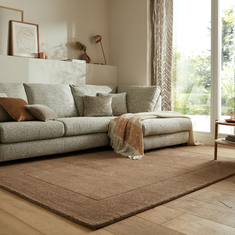 Flair Rugs Textured Wool Border Rug