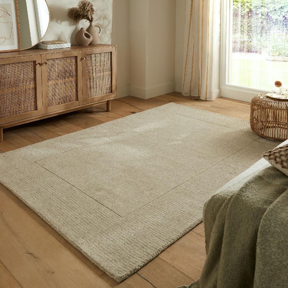 Flair Rugs Textured Wool Border Rug