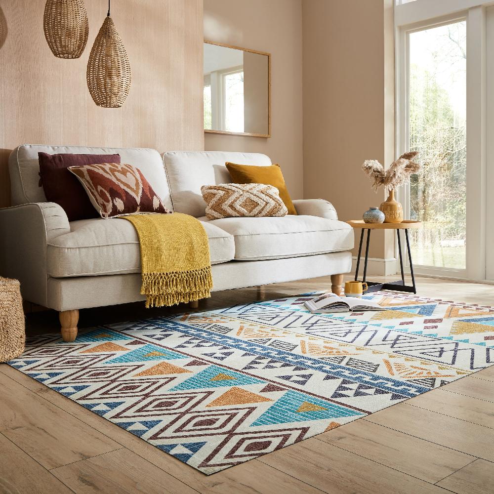 flair rugs Washable Lyle Aztec 2 Layer Rug
