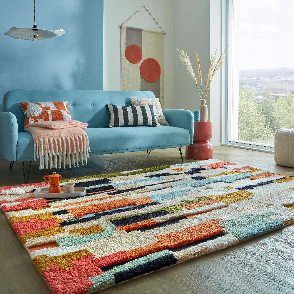 flair rugs Zagora Geometric Shaggy Wool Rug