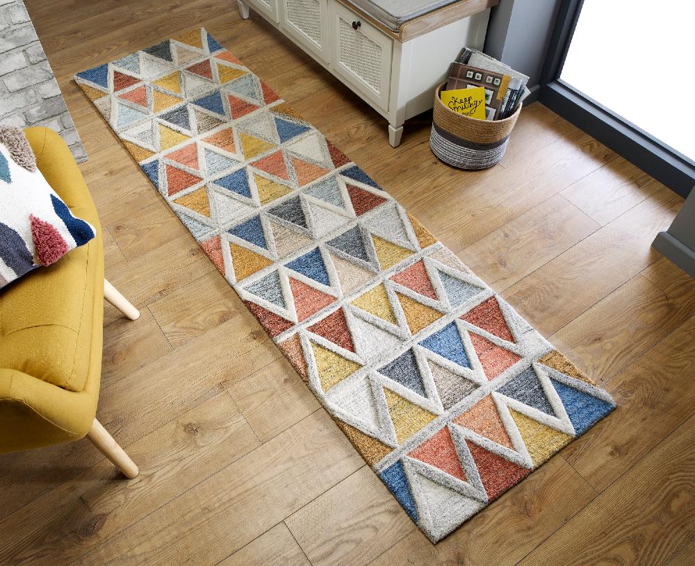 flair rugs Moretz Wool Geometric Colourful Runner Rug