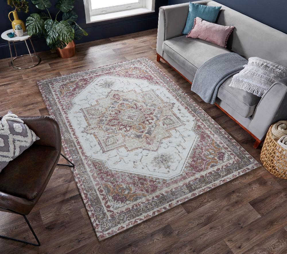 flair rugs Washable Elsie Vintage Style 2 Layer Rug