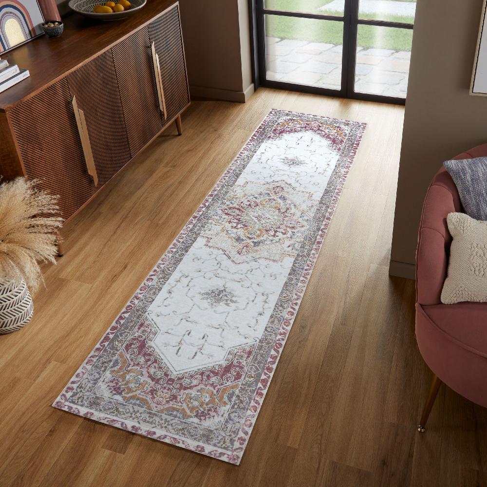 flair rugs Washable Elsie Vintage Style 2 Layer Runner