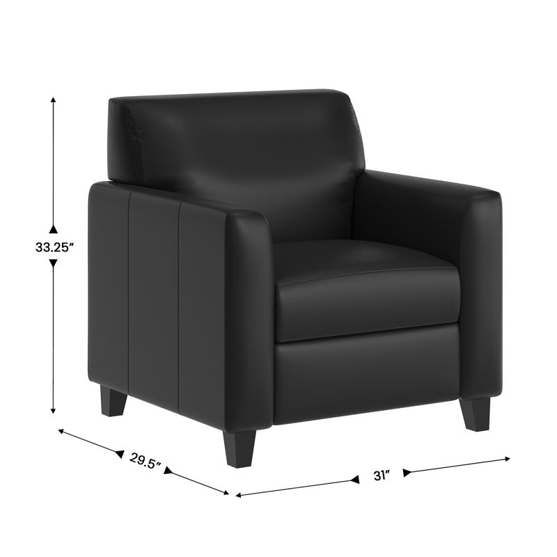 Flash Furniture Agent 3 Piece Reception Set With Charging Banks And Solid Wood Legs In Black LeatherSoft