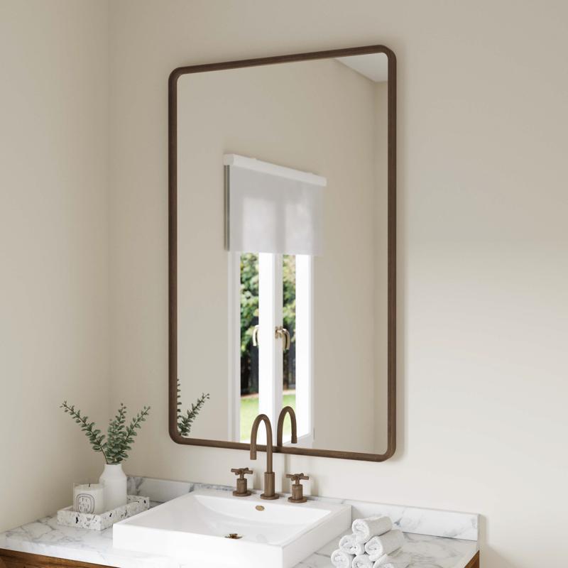 flash furniture Ava 48" x 30" Metal Deep Framed Wall Mirror - Large Accent Mirror for Bathroom Entryway Dining Room & Living Room in Bronze