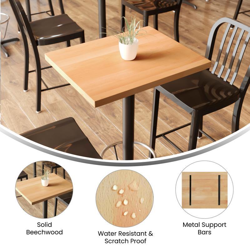 Flash Furniture Bennett 24x30 Solid Wood Indoor 1.5 Inch Thick Rectangular Tabletop In Natural