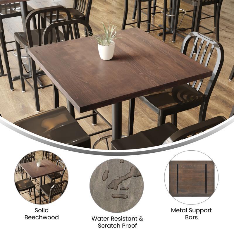 Flash Furniture Bennett 24x30 Solid Wood Indoor 1.5 Inch Thick Rectangular Tabletop In Dark Brown