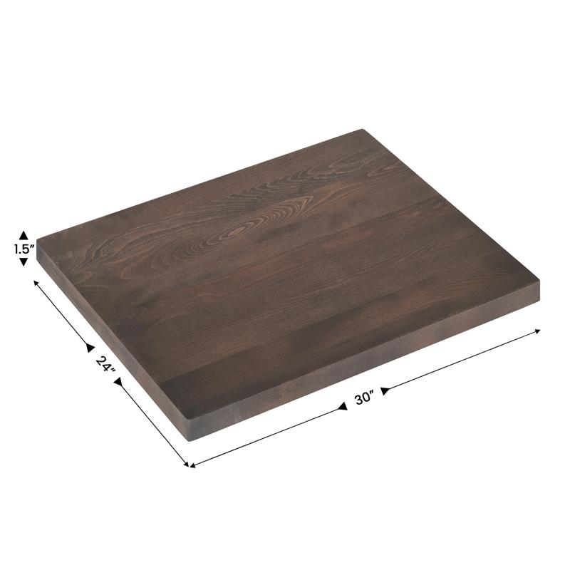 Flash Furniture Bennett 24x30 Solid Wood Indoor 1.5 Inch Thick Rectangular Tabletop In Dark Brown