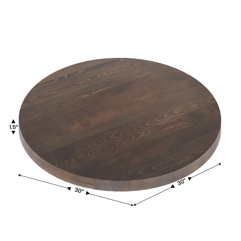 Flash Furniture Bennett 30 Inch Round Solid Wood Indoor 1.5 Inch Thick Rectangular Tabletop In Dark Brown