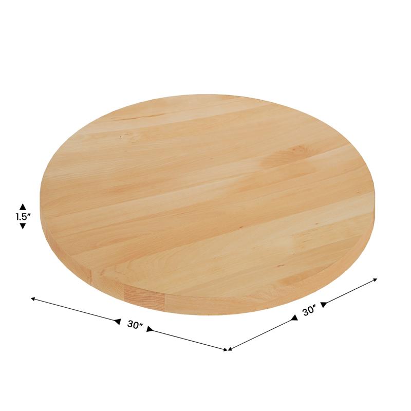 Flash Furniture Bennett 30 Inch Round Solid Wood Indoor 1.5 Inch Thick Rectangular Tabletop In Natural