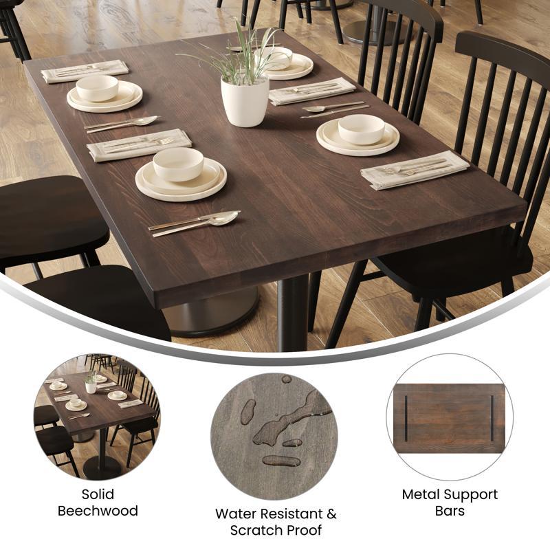 Flash Furniture Bennett 30x48 Solid Wood Indoor 1.5 Inch Thick Rectangular Tabletop In Dark Brown