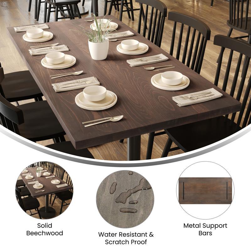 Flash Furniture Bennett 30x60 Solid Wood Indoor 1.5 Inch Thick Rectangular Tabletop In Dark Brown