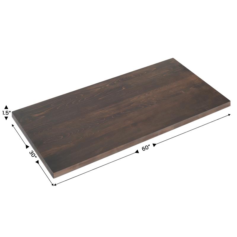 Flash Furniture Bennett 30x60 Solid Wood Indoor 1.5 Inch Thick Rectangular Tabletop In Dark Brown