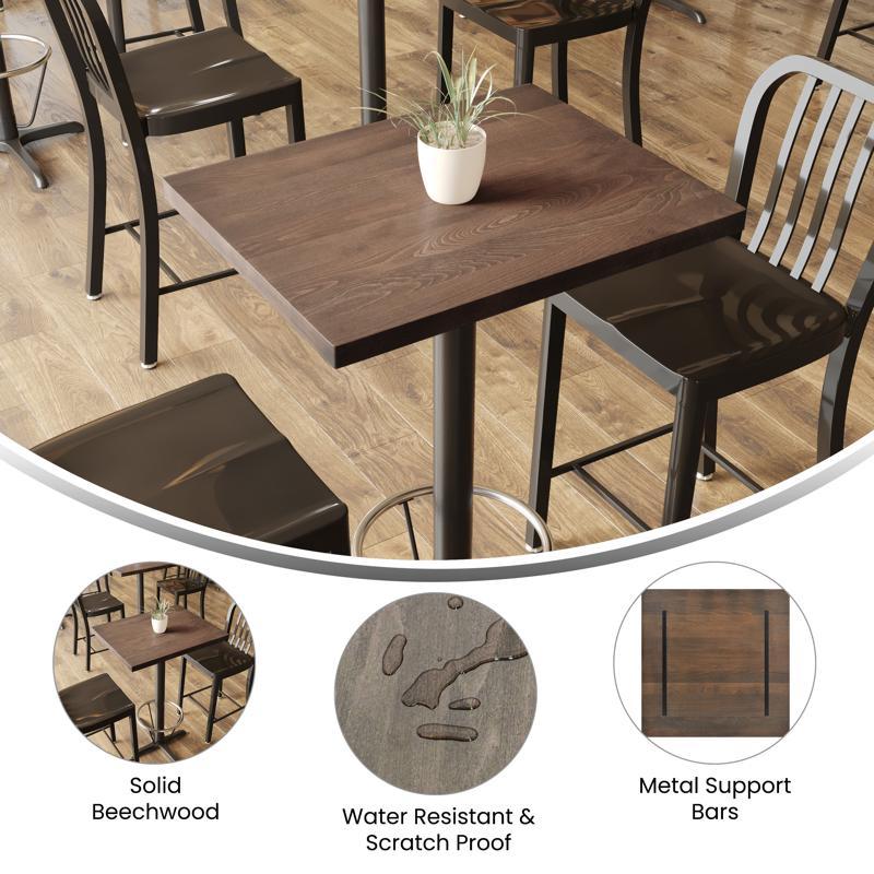 Flash Furniture Bennett 36x36 Solid Wood Indoor 1.5 Inch Thick Rectangular Tabletop In Dark Brown