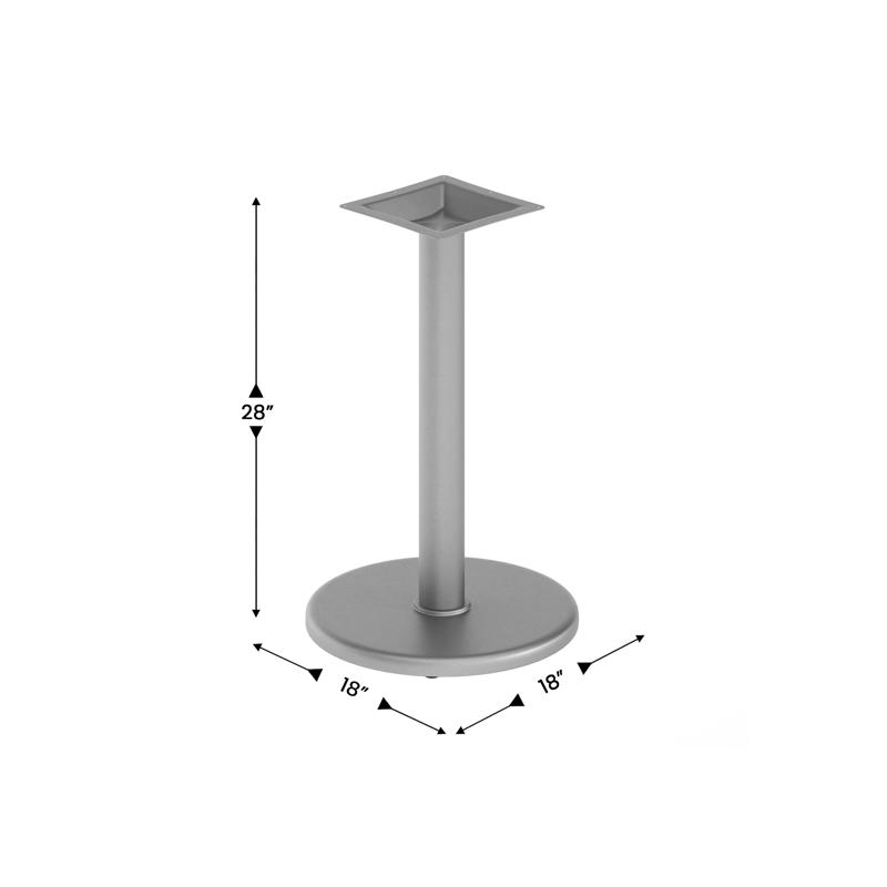 Flash Furniture Beverly 18'' Round Restaurant Indoor/Outdoor Table Base With 3'' Dia. Table Height Column Silver