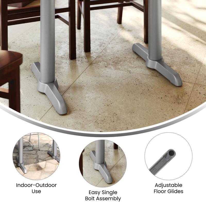 Flash Furniture Beverly 5'' X 22'' Restaurant Indoor/Outdoor Table T-Base With 3'' Dia. Table Height Column Silver