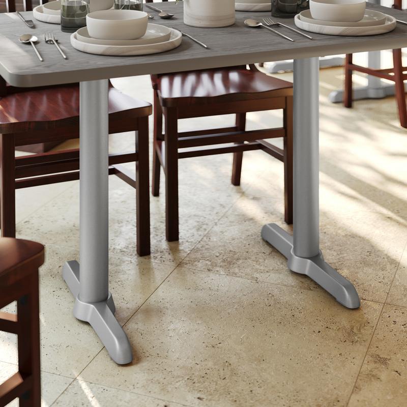 flash furniture Beverly 5'' x 22'' Restaurant Indoor/Outdoor Table T-Base with 3'' Dia. Table Height Column Silver