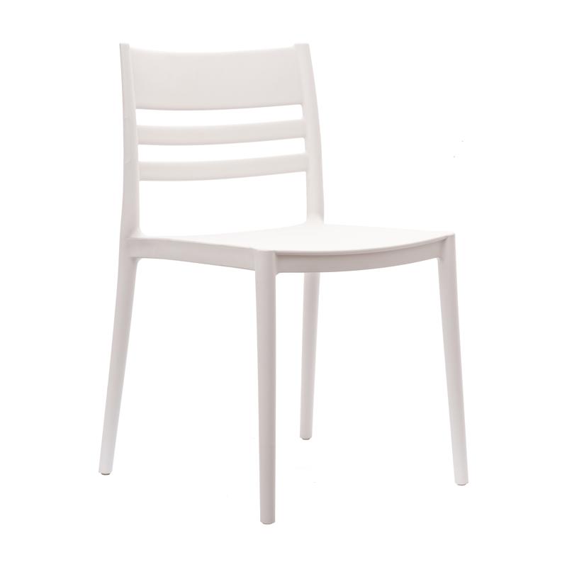 Flash Furniture Bridgeport Indoor-Outdoor Stacking Patio Chair With Slatted Backrest Commercial All-Weather Resin Chair In White