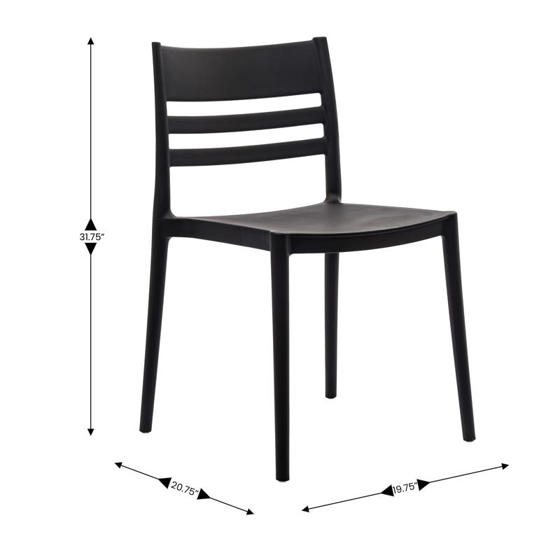 Flash Furniture Bridgeport Indoor-Outdoor Stacking Patio Chair With Slatted Backrest Commercial All-Weather Resin Chair In Black