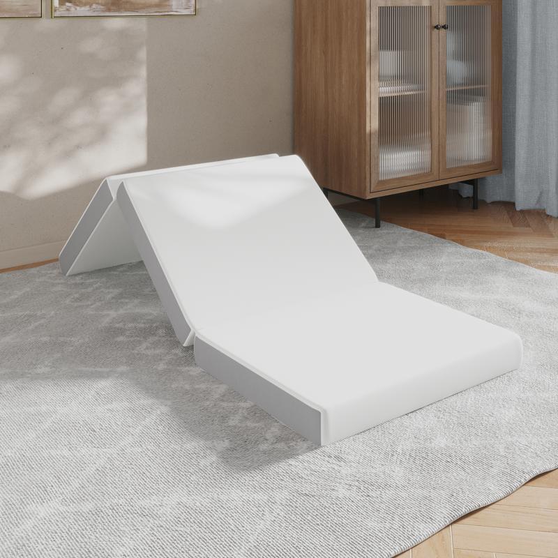 Flash Furniture Cloud Portable Tri-Fold 4" Cooling Memory Foam Cot Mattress In A Box With Removable Washable Cover