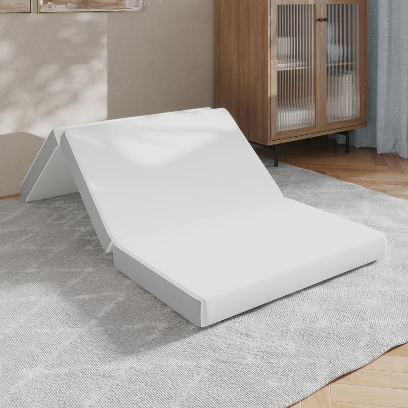 Flash Furniture Cloud Portable Tri-Fold 4" Cooling Memory Foam Twin Mattress In A Box With Removable Washable Cover