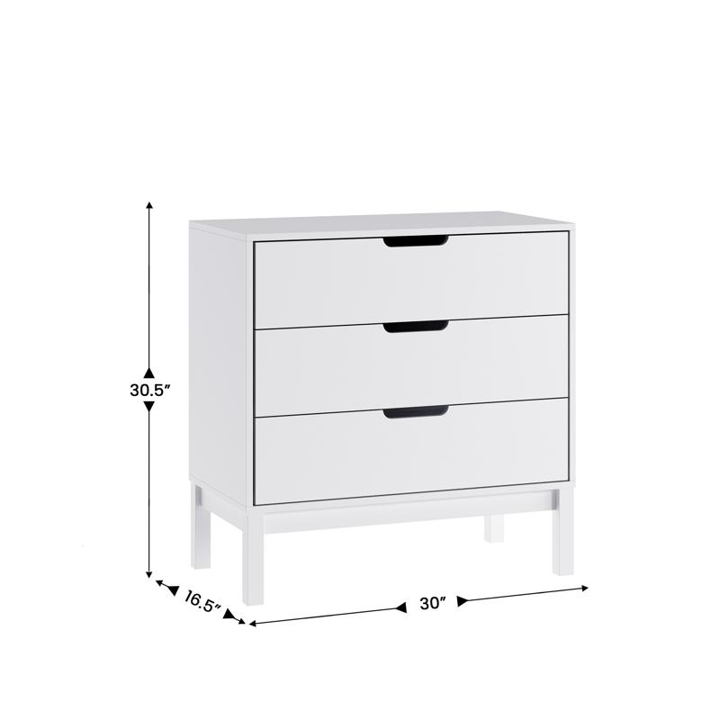 Flash Furniture Dallas Wooden 3-Drawer Dresser For Bedroom Chest Of Drawers For Kids In White