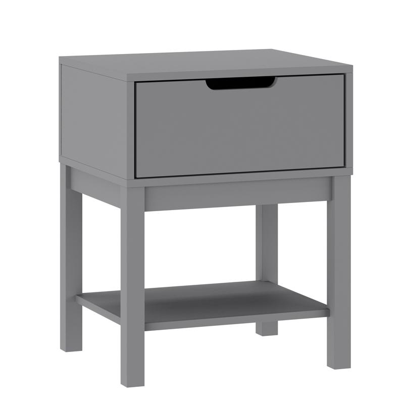 flash furniture Dallas Wooden Night Stand Bedroom Side Table with Storage Drawer and Shelf for Kids in Gray