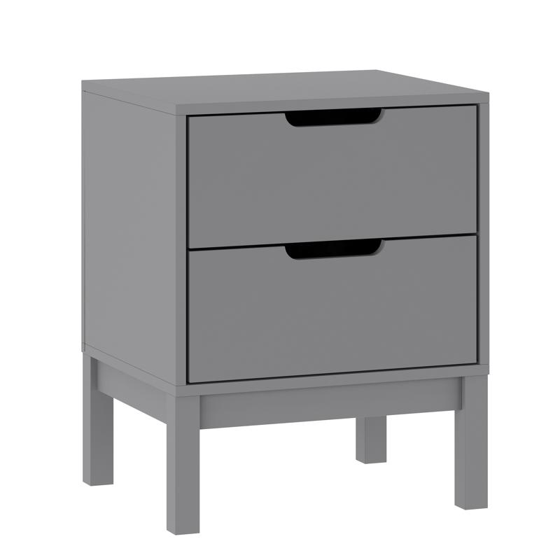 flash furniture Dallas Wooden Night Stand Bedroom Side Table with 2 Storage Drawers for Kids in Gray