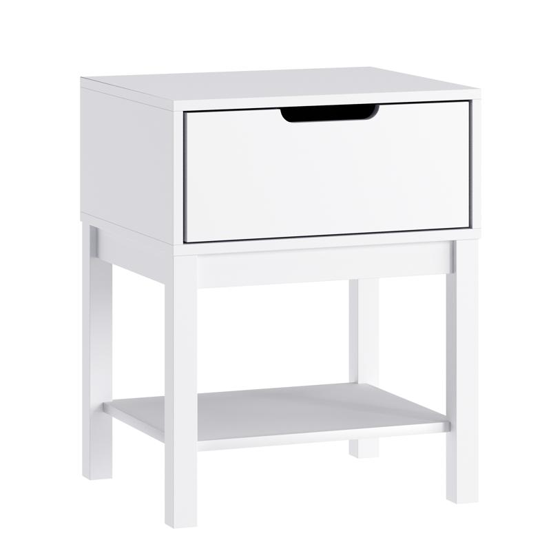 flash furniture Dallas Wooden Night Stand Bedroom Side Table with Storage Drawer and Shelf for Kids in White