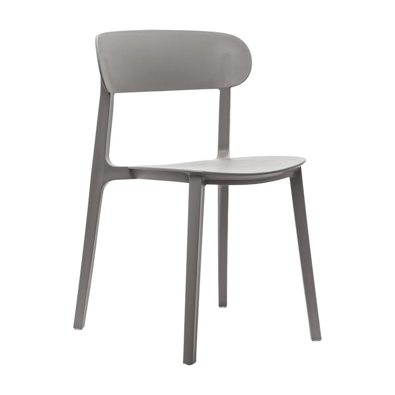 Flash Furniture Dover Indoor-Outdoor Stacking Patio Chair With Curved Backrest Commercial All-Weather Resin Chair In Gray