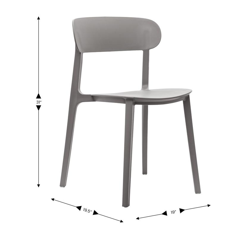 Flash Furniture Dover Indoor-Outdoor Stacking Patio Chair With Curved Backrest Commercial All-Weather Resin Chair In Gray