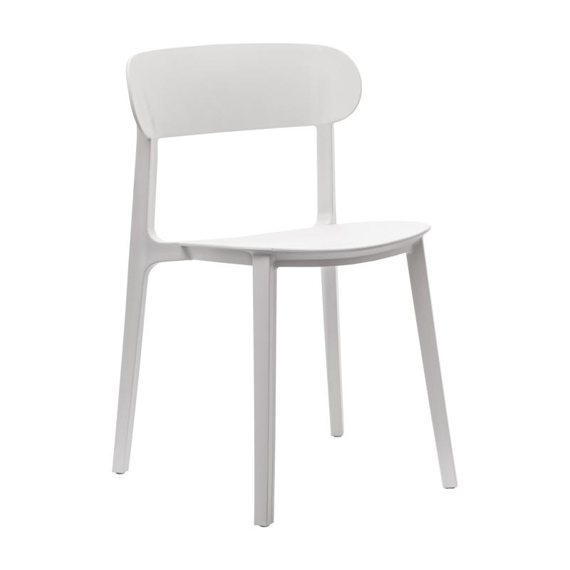 Flash Furniture Dover Indoor-Outdoor Stacking Patio Chair With Curved Backrest Commercial All-Weather Resin Chair In White