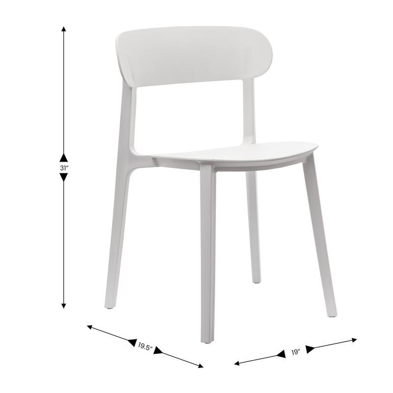 Flash Furniture Dover Indoor-Outdoor Stacking Patio Chair With Curved Backrest Commercial All-Weather Resin Chair In White