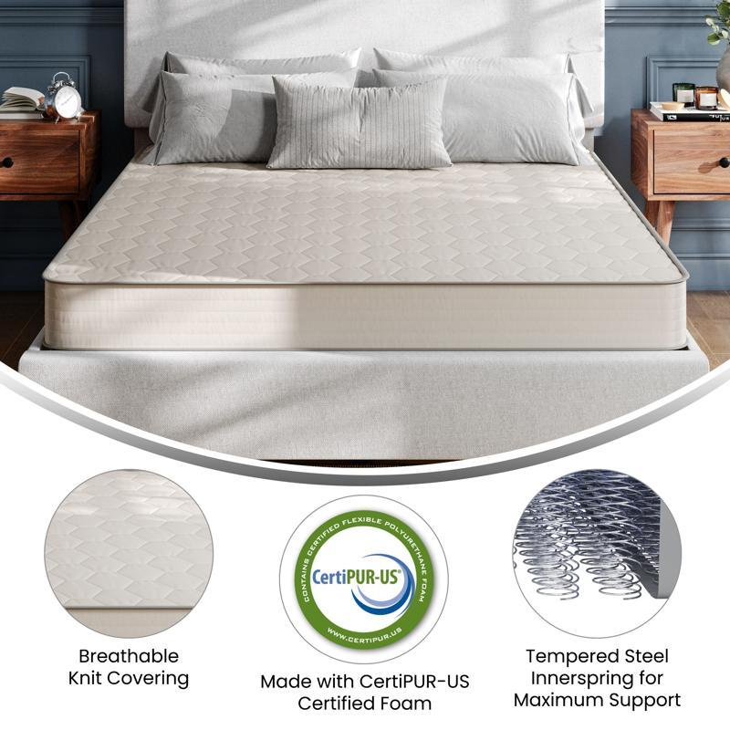 Flash Furniture Dream 6 Inch Hybrid Mattress Full Size High Density Foam And Innerspring Mattress In A Box CertiPur-US Certified Foam