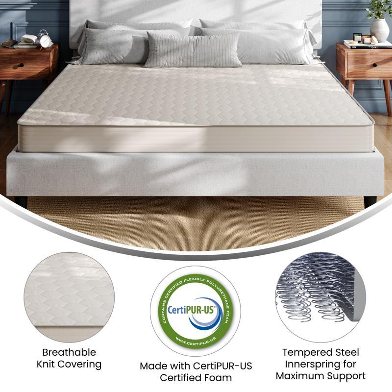 Flash Furniture Dream 6 Inch Hybrid Mattress King Size High Density Foam And Innerspring Mattress In A Box CertiPur-US Certified Foam