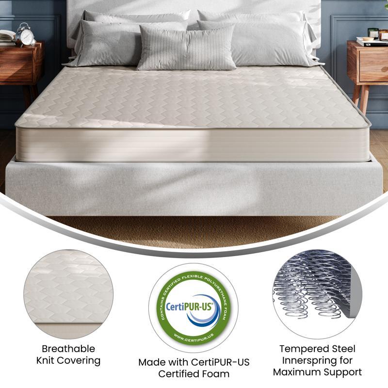 Flash Furniture Dream 6 Inch Hybrid Mattress Queen Size High Density Foam And Innerspring Mattress In A Box CertiPur-US Certified Foam