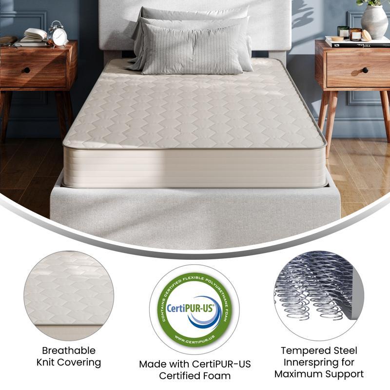 Flash Furniture Dream 6 Inch Hybrid Mattress Twin Size High Density Foam And Innerspring Mattress In A Box CertiPur-US Certified Foam